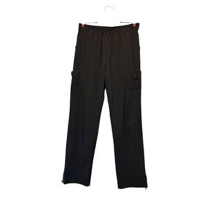 Urbane Performance Scrub Bottoms Women Medium Black Zipper Ankle Cargo Utility